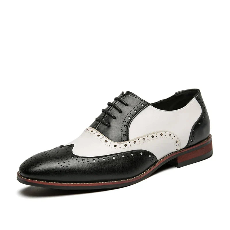 Frendorf | Herren Luxus Schuhe Brogue Schnürung Casual Britischer Stil Kontrastfarbe Oxford Büro