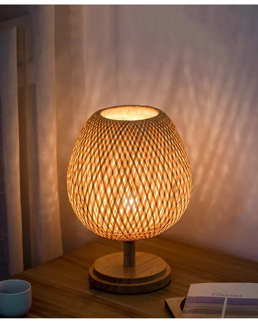 Rattanlampe - Stufenlos dimmbare Korblampe für Schlafzimmer- und Wohnzimmerdekoration