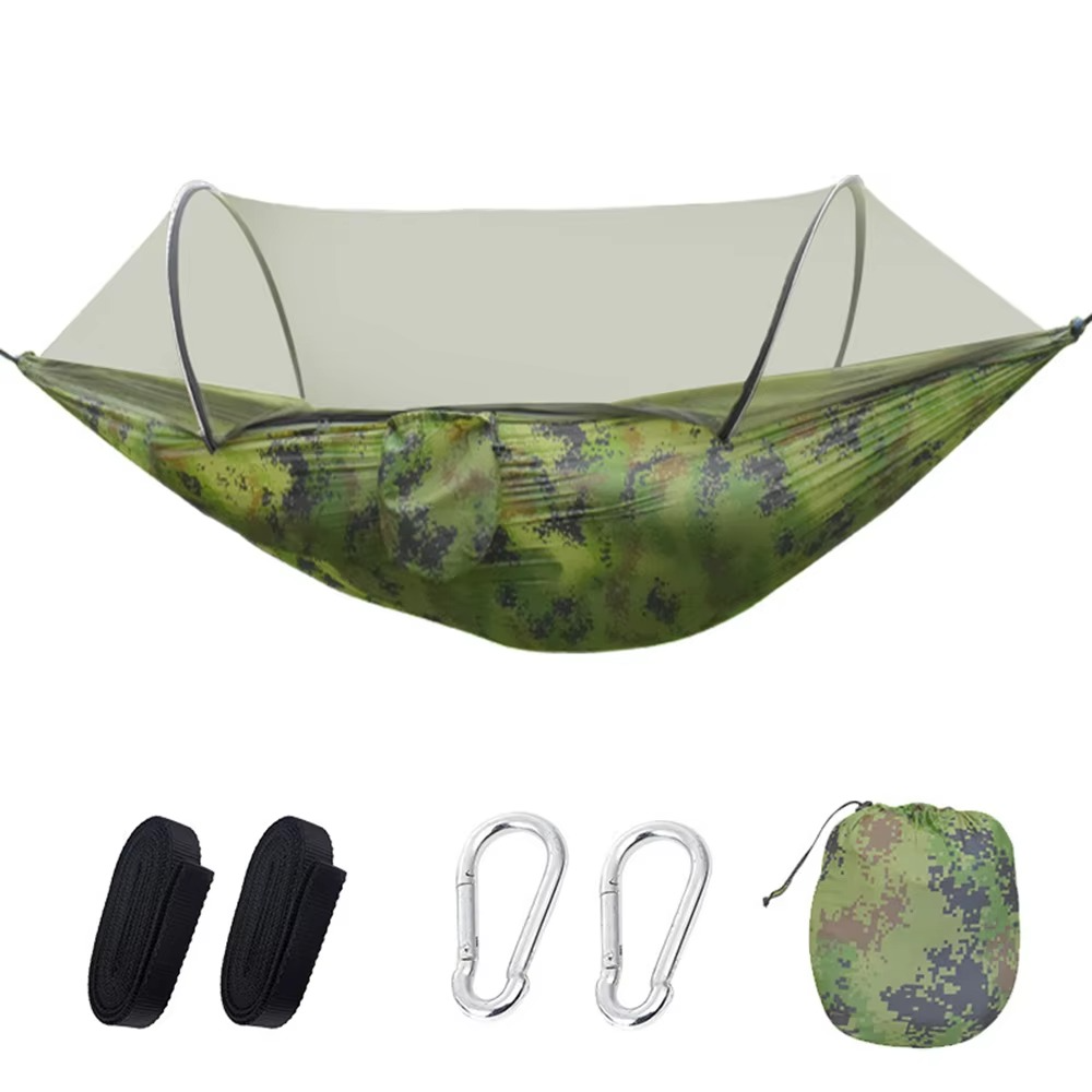 Frendorf | 2-Personen Outdoor-Hängematte mit Moskitoschutz - Tragbares Fallschirmstoff-Campingbett