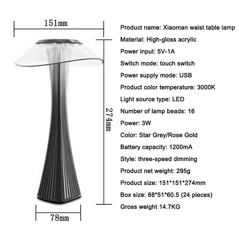 NEUE LED wiederaufladbare Tischlampe Berührungsdimmbar 3-Farben Lesebeleuchtung Schreibtischlampe Nachttischlampe