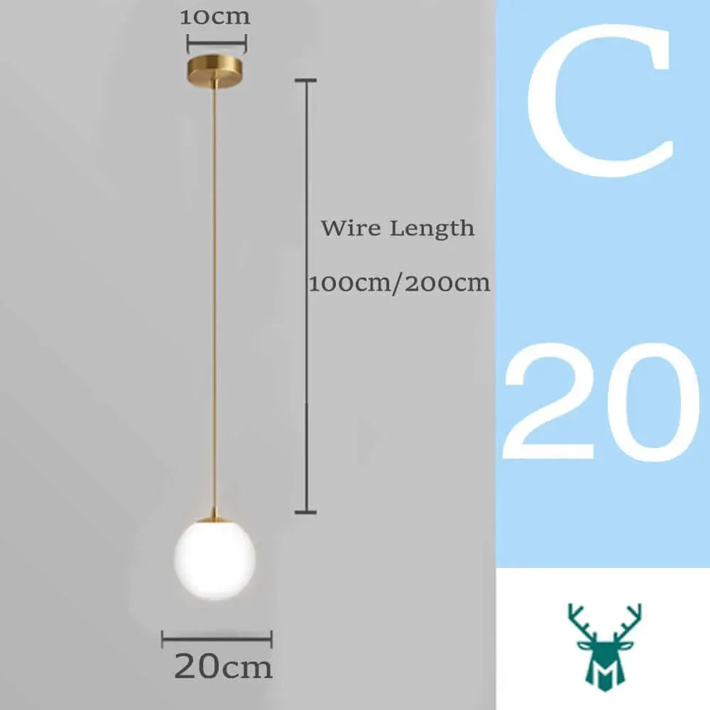 Mid-Century Modern Glas Ball Pendelleuchte