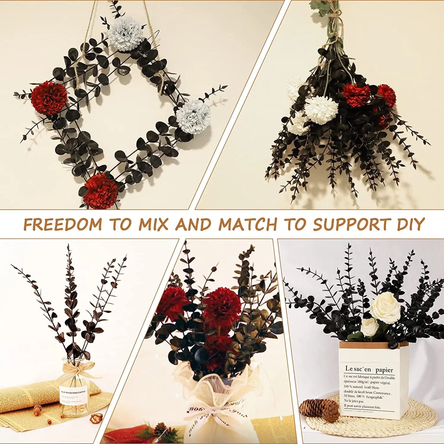 Frendorf | 12 Stück Künstliche Eukalyptus Stängel – Silberdollar Grün für Hochzeitssträuße, Blumenarrangements und Wohnkultur