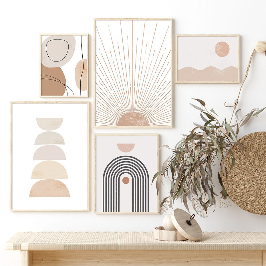 Abstrakte Beige Wandkunst Leinwanddrucke