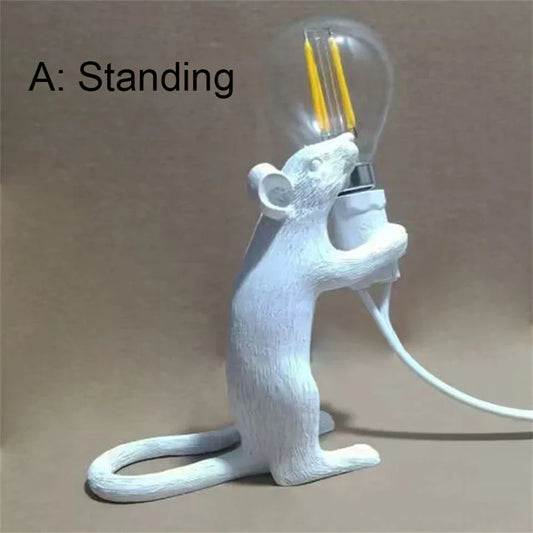 Moderne LED Tischlampen Harz Tier Ratte Katze Eichhörnchen LED Nachtlichter Maus Tischlampen Wohnkultur Schreibtischlampe Beleuchtungsanlagen