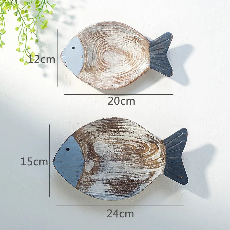 2-teiliges Holzfisch nautische Strand Wanddeko