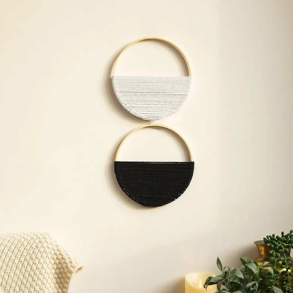 2 Stück Makramee Wandbehänge Gewebte Boho Wanddekoration Kunst Schicke Bohemian Wohnaccessoires Apartment Schlafzimmer Wohnzimmer Wohnheim Kinderzimmer