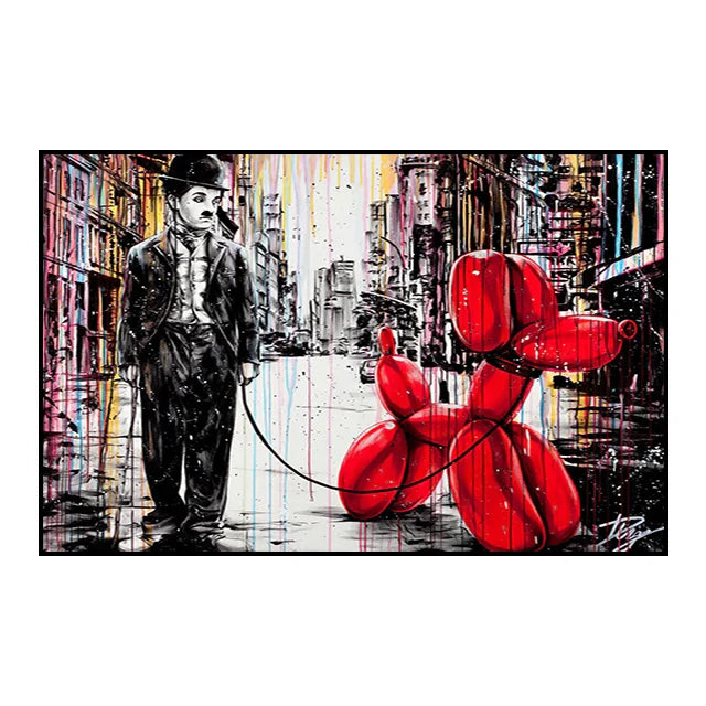 Modern Pop Wall Art Street Graffiti Bus Car Charles Chaplin HD Canvas Nordic Poster Print Home Bedroom Living Room Decoration