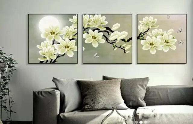 Diamant Malerei Triptychon Magnolia Blumen Diamant Stickerei Neu angekommen Kreuz Stich Kits DIY Mosaik Bild Home Decor