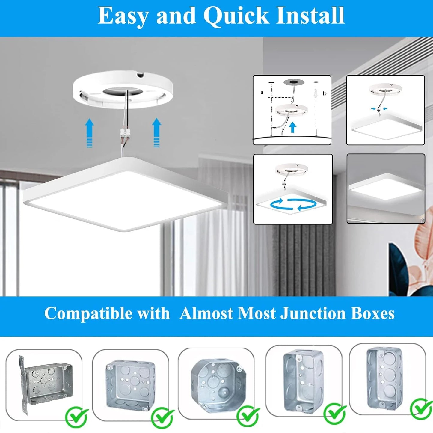 Frendorf | 12-Zoll LED-Deckenleuchte – Quadratische schlanke moderne Leuchte mit Fernbedienung für Schlafzimmer, Wohnzimmer, Flur und Küche