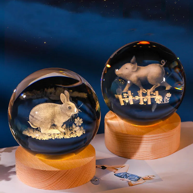 Frendorf | 12 Chinesisches Tierkreis Kristallball Licht