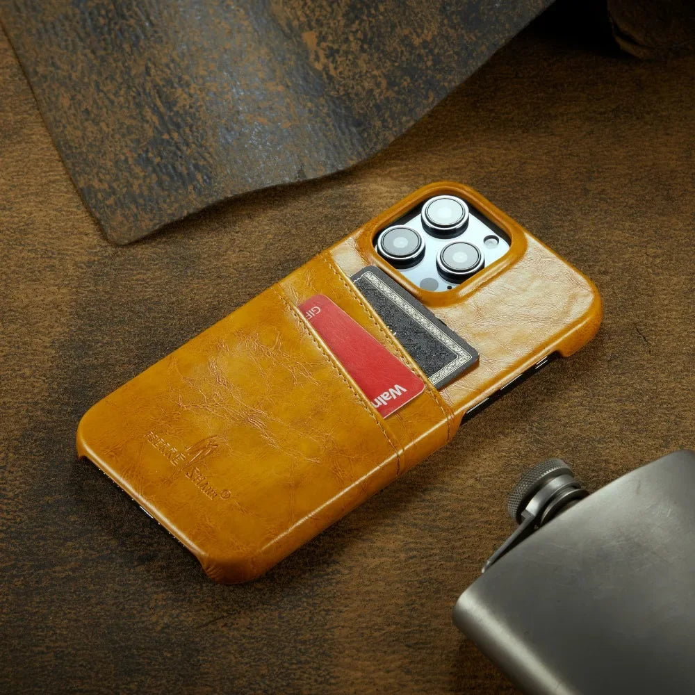 Frendorf | Leder iPhone 16/15/14 Rückseitenhülle Kartenhalter Case