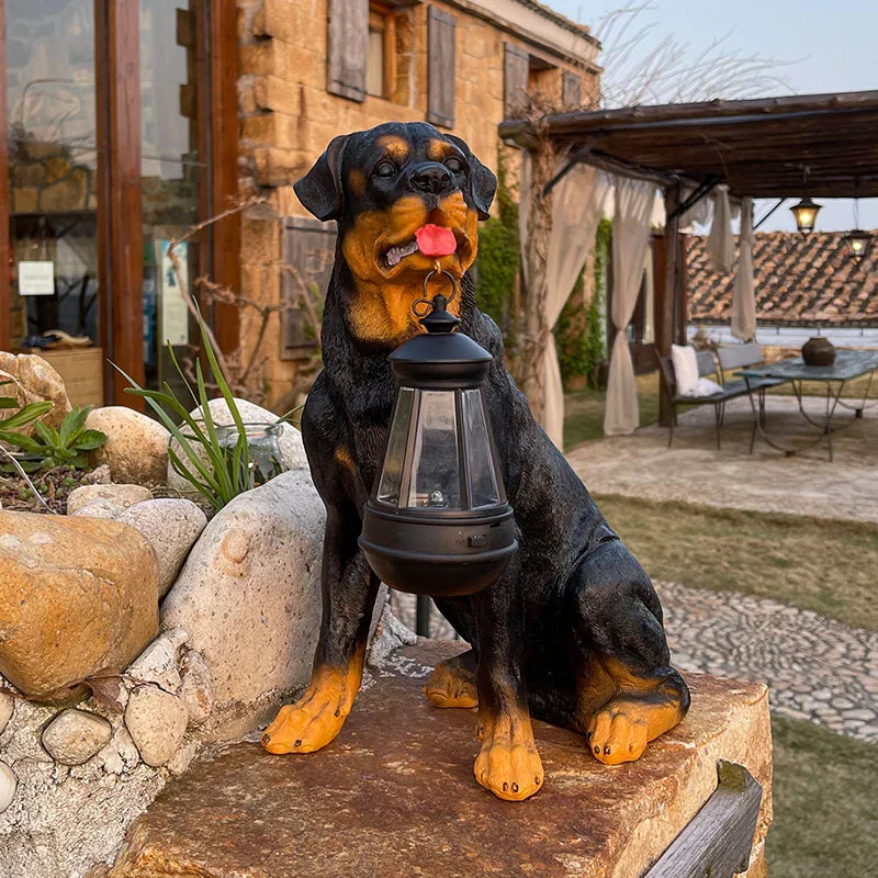 Frendorf | Solarbetriebene Outdoor-Harz-Hundestatue Lampe