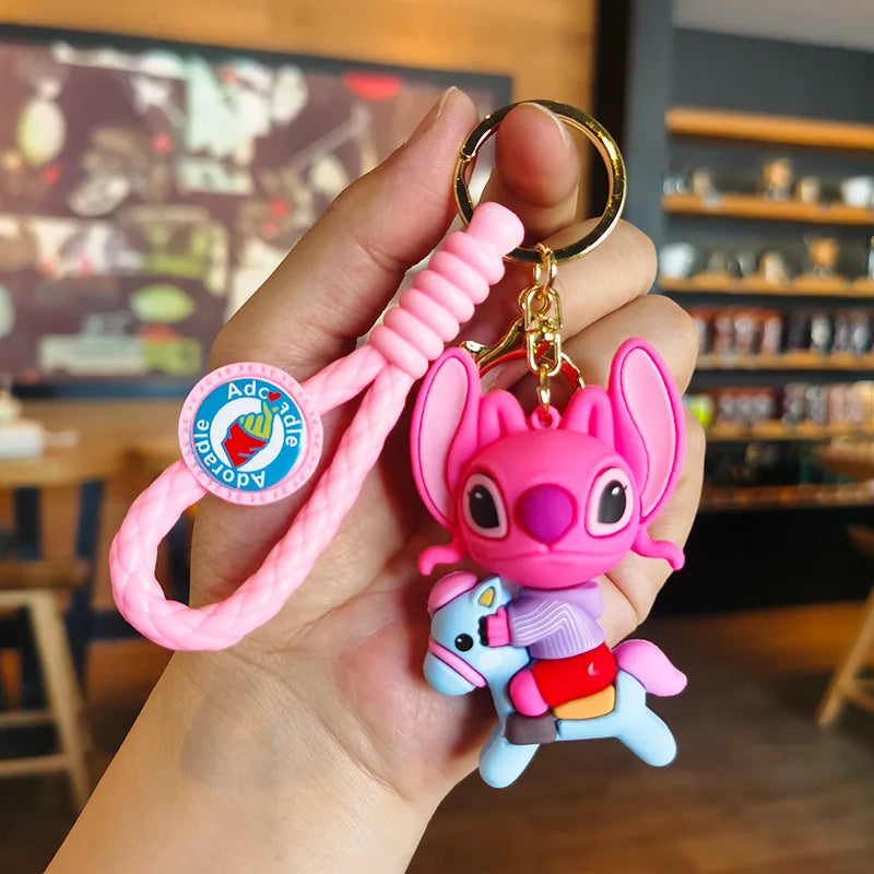Anime Disney Schlüsselanhänger - Süßer Mickey Mouse, Minnie, Lilo und Stitch Cartoon Schlüsselring, Ornament und Autoanhänger, Perfekte Geschenke für Kinder