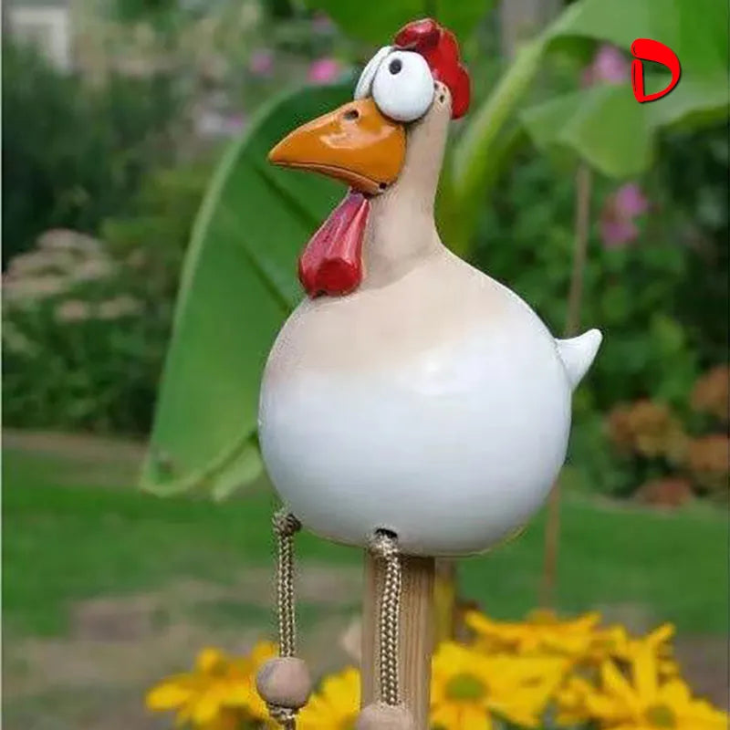 Lustige Hühnerzaun-Dekorations-Resin-Statuen für Zuhause Garten Bauernhof Hof Dekorationen Henne Skulptur Kunsthandwerk Innenhof
