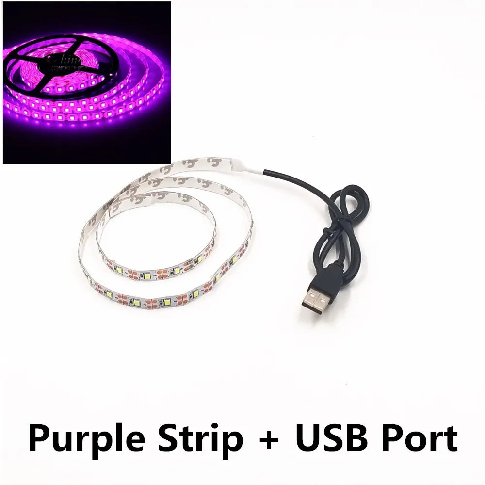 USB LED Nachtlichtstreifen - DC5V, SMD 3528, 50CM 1M 2M 3M 4M 5M Längen, mit USB-Anschluss für TV, PC, Laptop