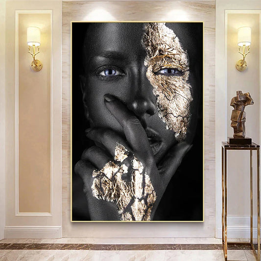 Leinwandmalerei Afrikanische schwarze Frau Poster und Drucke Große Wandkunst Bilder für Wohnzimmer Wohnkultur
