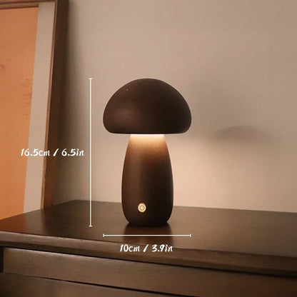 Frendorf | MushroomGlow™ Holzpilz LED Tischlampe | Natürliche Deko Beleuchtung | Stimmungslicht für Zuhause