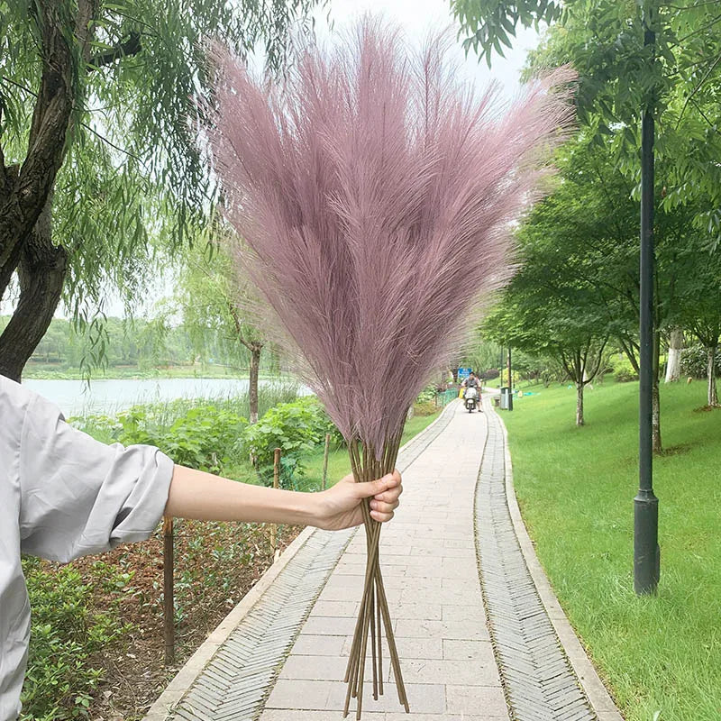 5 Stück 100 cm Künstliches Pampasgras Trockenrohr Blumenstrauß Hochzeitsfeier Dekoration Zuhause Raum DIY Künstliche Pflanzen Dekorationsbedarf