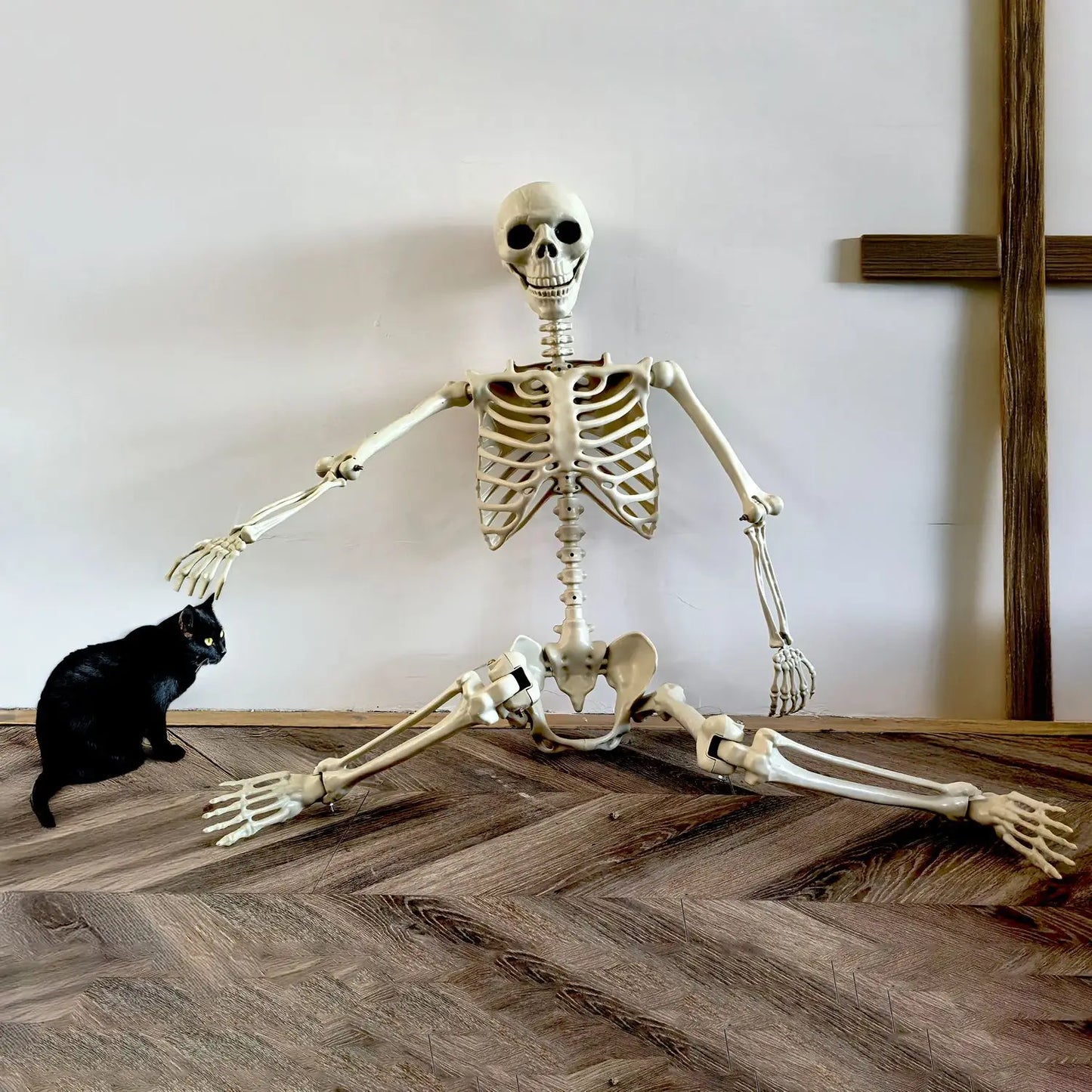 Frendorf | Bewegliches menschliches Skelett 90–165 cm — realistische Dekoration für Halloween und Horrorpartys