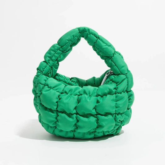 Lebhaftes kreuzgequiltetes rundes Mini-Tasche