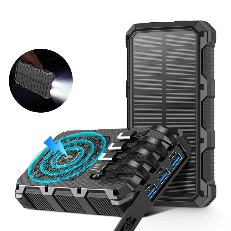 Frendorf | Neue 30000mAh Heavy Duty Schnell Solar QI Power Bank Mit Wireless Charging Für Android Samsung iPhones