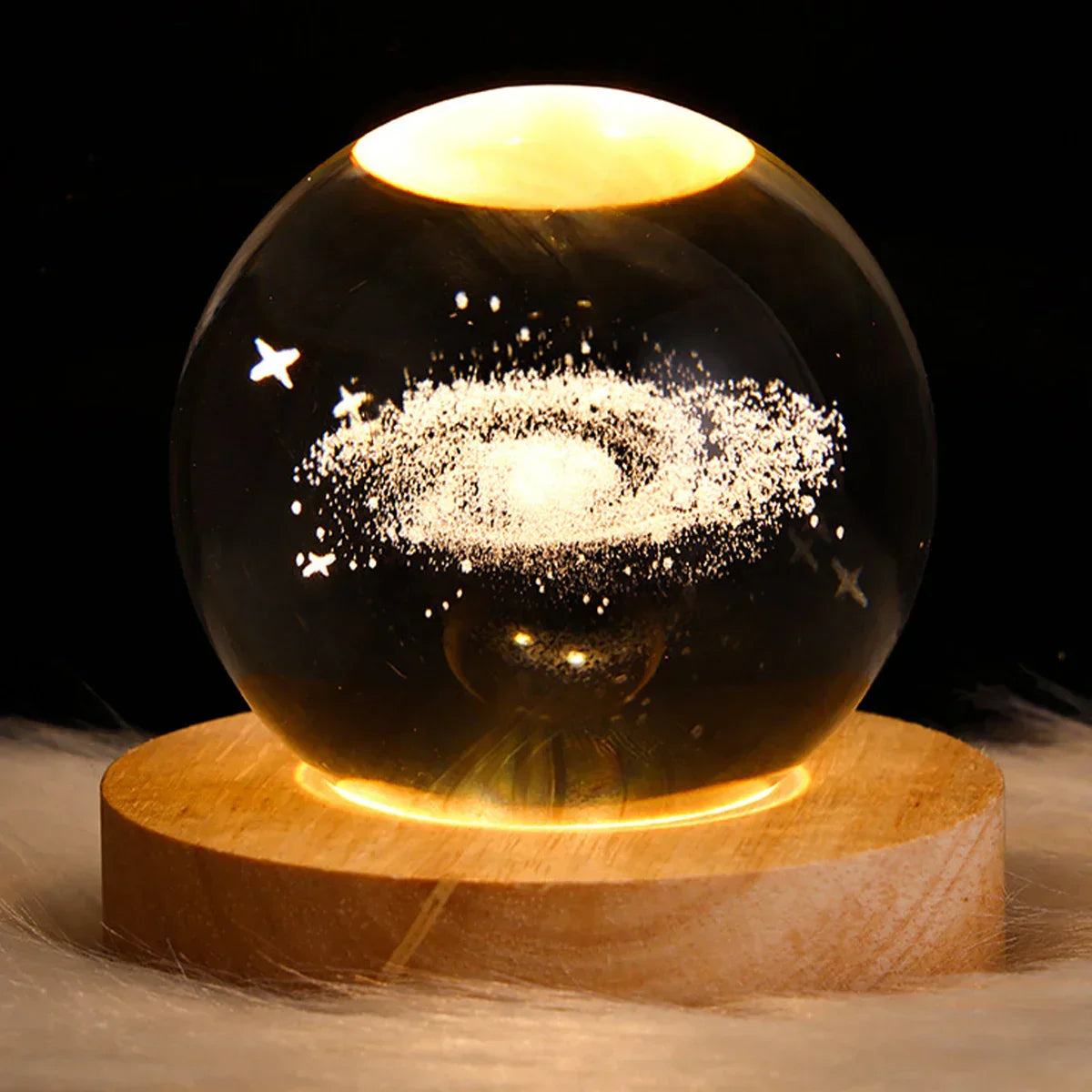 Frendorf | GalaxyGlow Kristalllampe | 3D Galaxie Kristallkugellampe | LED Stimmungslicht | Einzigartige Deko für Zuhause