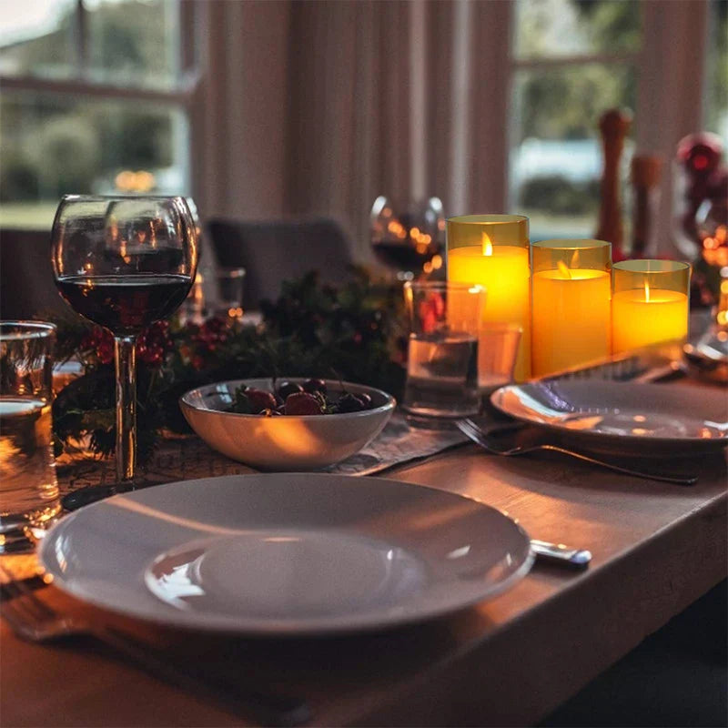 Frendorf | GlowLite™ Flammenlose LED Kerzen Set 3-teilig | Sicheres Stimmungslicht für Zuhause | Dekorative LED Kerzen