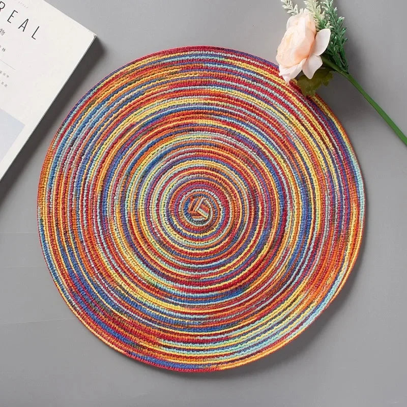 Placemats for Dining Table 1 PC,Heat-Resistant Placemats Stain Resistant Anti-Skid Washable PVC Woven Vinyl Tableware Mat,INS