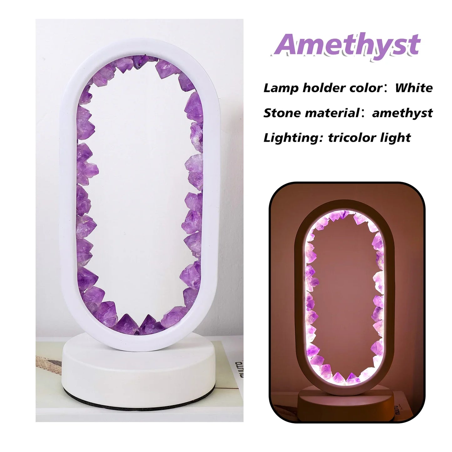 Natürliche Amethyst Oval Nachtlicht