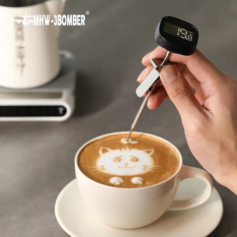 MHW-3BOMBER Digitales, sofort ablesbares Kaffeethermometer für Latte Art Pen, Milchaufschäumkrug, schickes Barista-Küchenzubehör für zu Hause