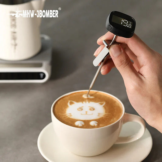 MHW-3BOMBER Digitales, sofort ablesbares Kaffeethermometer für Latte Art Pen, Milchaufschäumkrug, schickes Barista-Küchenzubehör für zu Hause