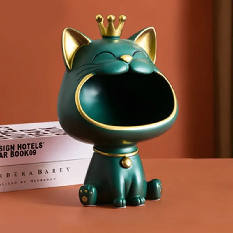 Fortune Crown Big Mouth Cat Eingang Schlüsselablage Dekoratives Ornament, Licht Luxus Einweihungsgeschenk Skulptur
