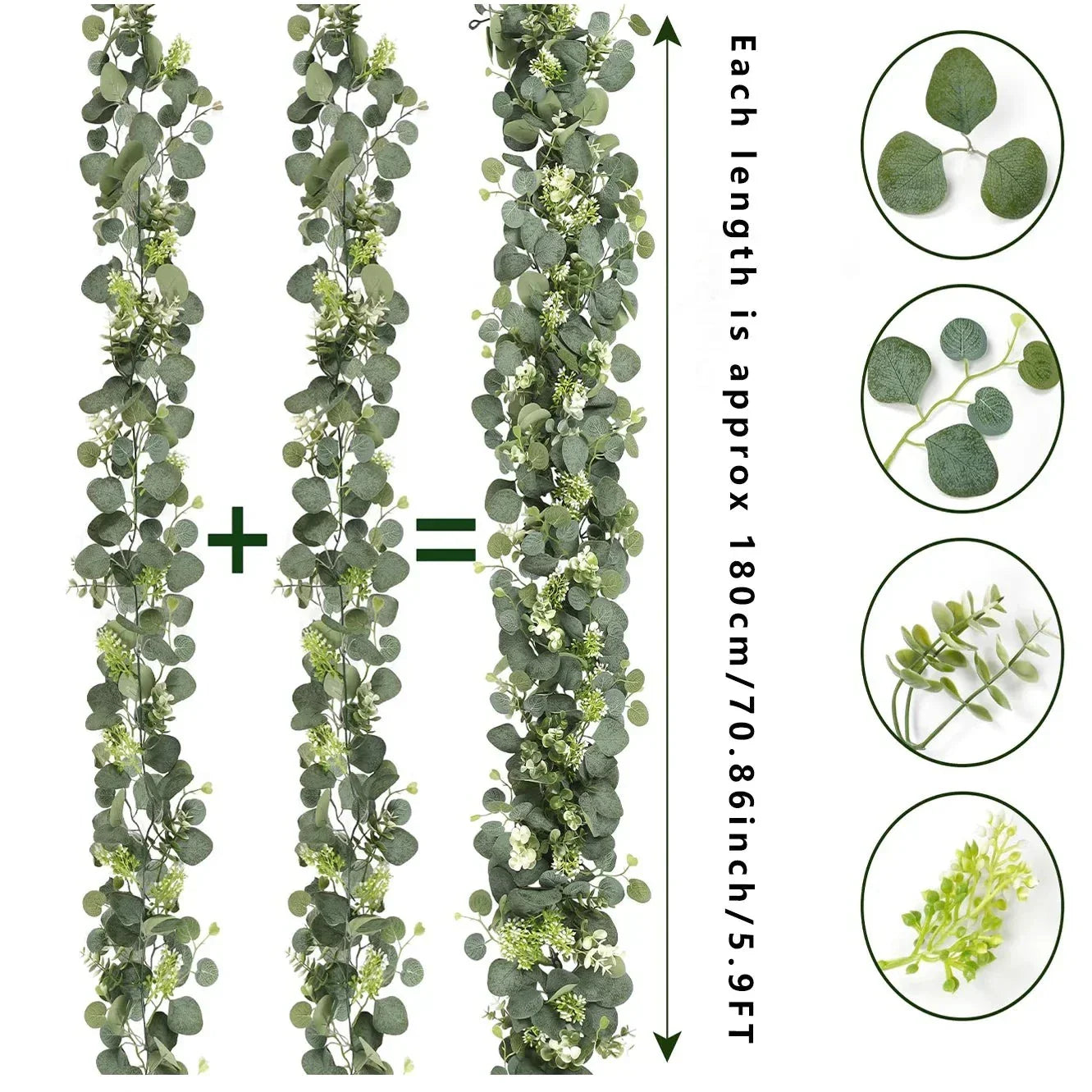 Girlande - EucaGreen - Künstlicher Eukalyptus - 2-teiliges Set