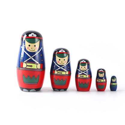 5 Stück handgefertigte Holz Russische Matroschka Puppe (Tier-Thema)