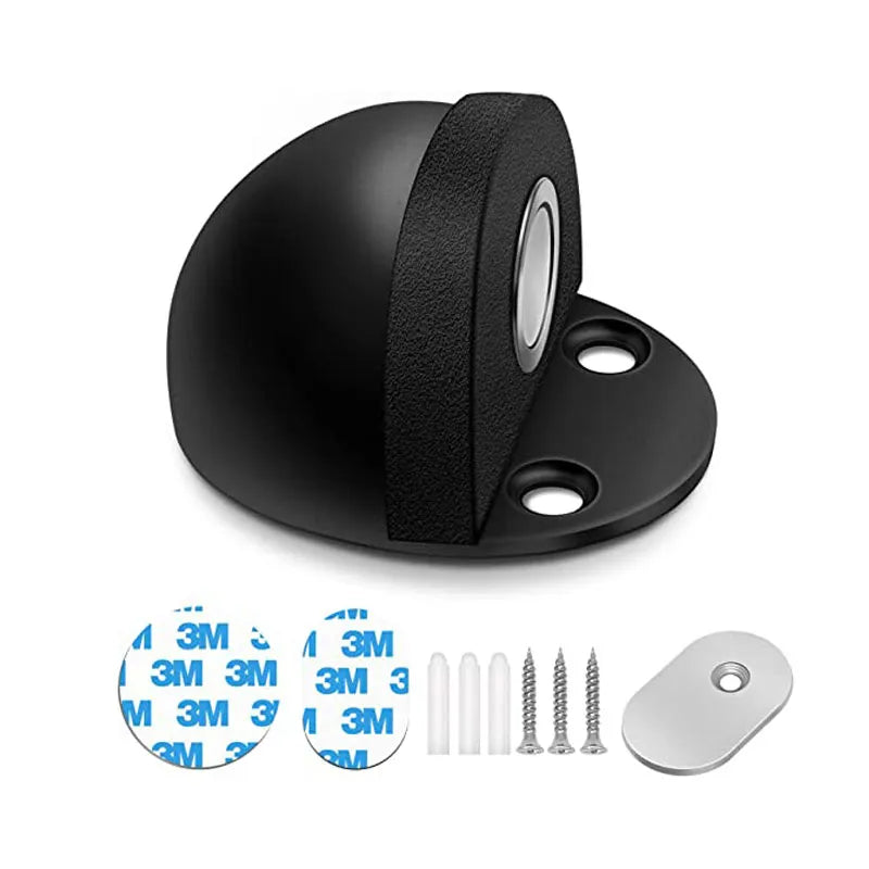 Edelstahl Magnet Türstopper - Bohrfrei, Magnetische Saugkraft, Halbrunder Gummi Anti-Kollisions Türberührung Stopp