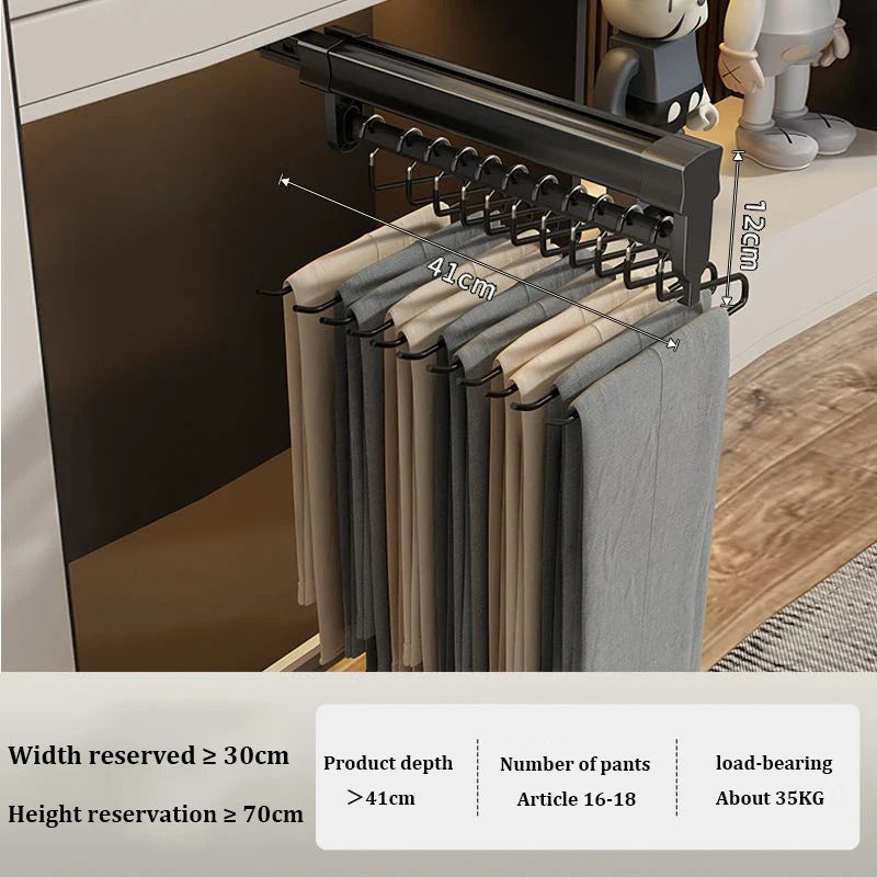 Multifunktionaler Aluminiumlegierung Hosenständer - Ausziehbare Schienen für Kleiderschrank, Haushaltskleidungslagerung, Kleiderhaken