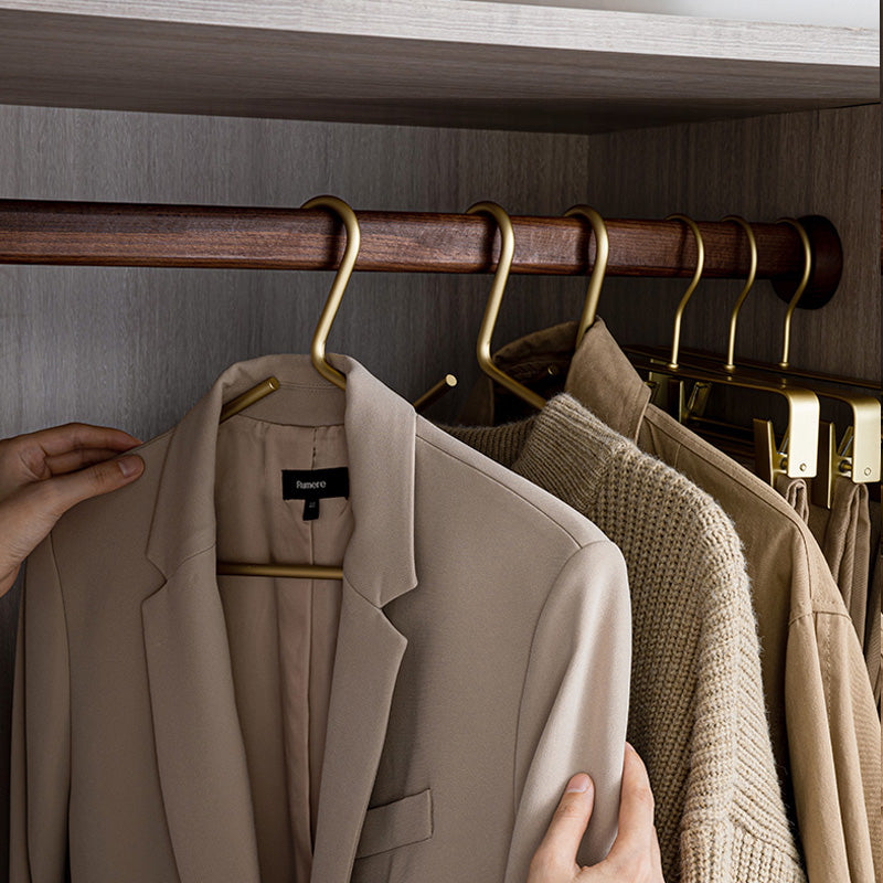 Frendorf | HangerLux Kleiderbügel Set aus Metall | Mattgold oder Silber | Nahtloser Kleiderschrank-Organizer | 5-teilig