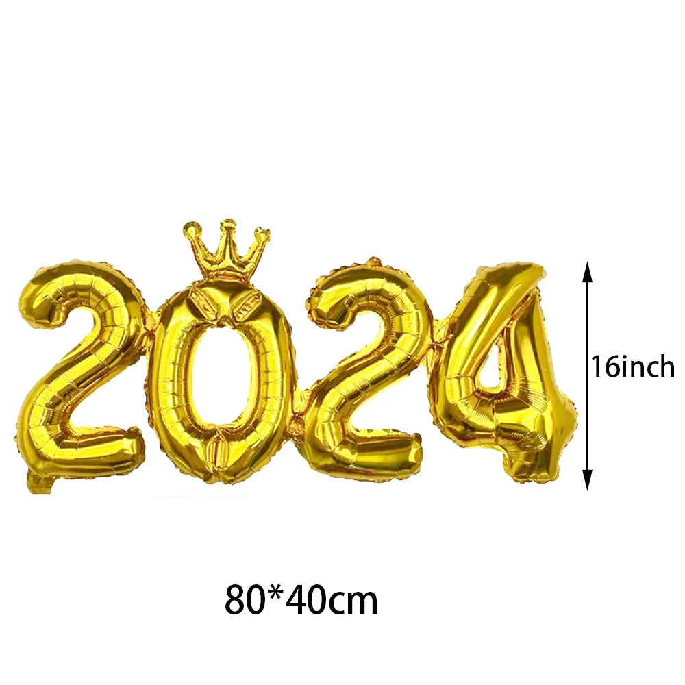 Neujahrsservietten Pappteller Becher Neujahr Tischdecken Tischüberwurf 2024 Neujahrsparty Dekorationen Silvesterparty Zubehör