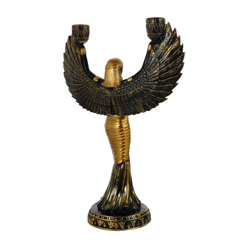 Ägyptische Halter Statue Göttin Isis Figur Skulptur Kerzenhalter Harz Dekor Metall Home Winged Theme Säule Antike
