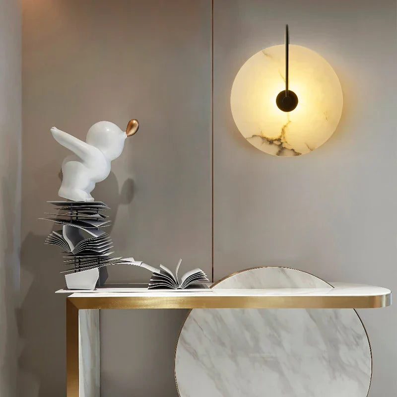 Frendorf | Marblite Disk Wandlampe | Edle Marmor-Wandleuchte | Modernes Design | Stimmungsvolles Licht