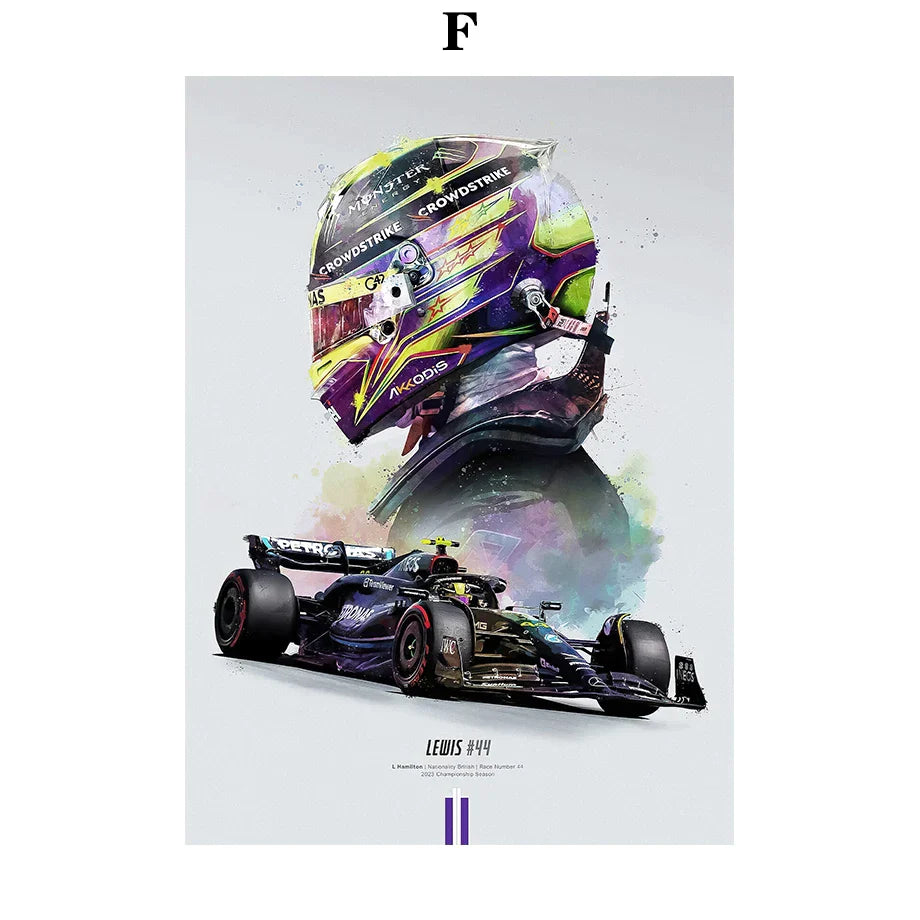 FI Formel 1 Rennhelm 2023 Saison Meisterschaft Team Bewegung Wandkunst Leinwandbild Nordisches Poster Wohnzimmer Dekor