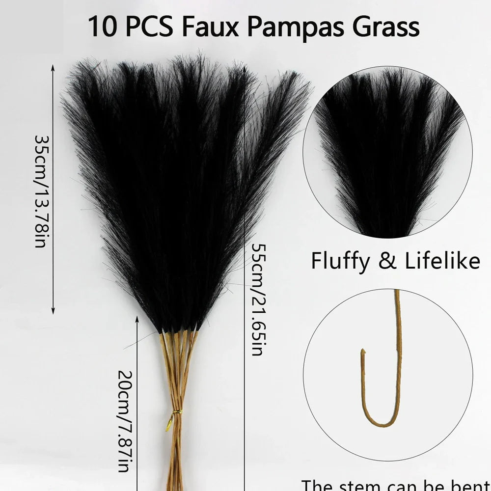 Frendorf | 10 Stück Künstliche Pampasgras Blumen – Fake Schilfpflanzen für DIY Blumenarrangements, Hochzeit, Zuhause und Weihnachtsdekoration