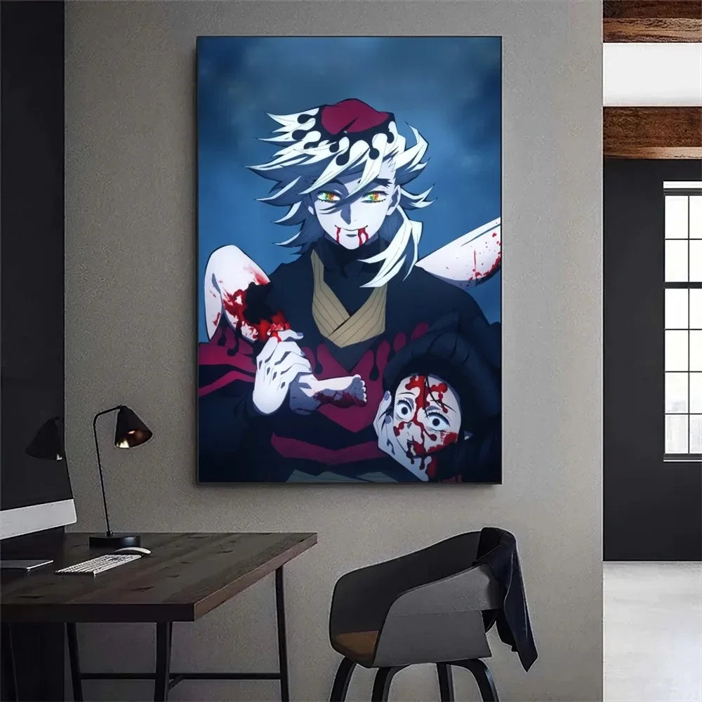 Demon Slayer Kibutsuji Muzan Kokushibou Anime Poster Gallery Prints Painting Wall Canvas Pictures Living Room Sticker