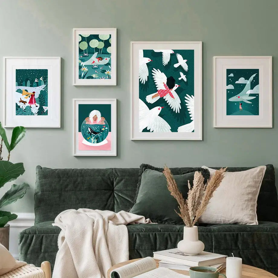 Frendorf | ArtWave Nordische Tierkunst-Leinwand | Wal Delfin Leopard | Poster und Drucke | Wohnzimmer Wanddeko