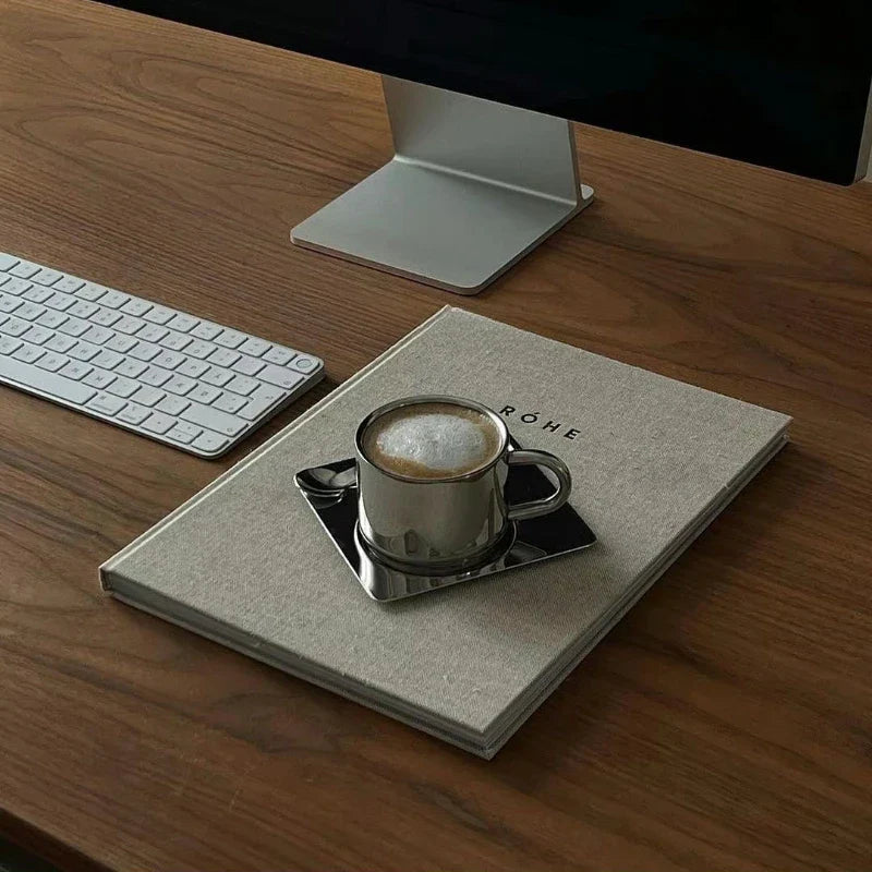 Edelstahl Kaffeetasse und Tablett