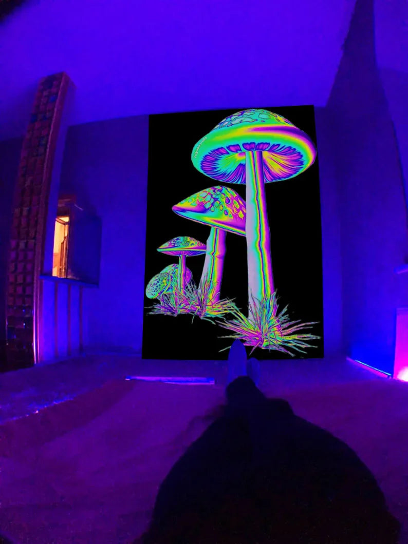 Psychedelischer Pilz Glow Wandteppich
