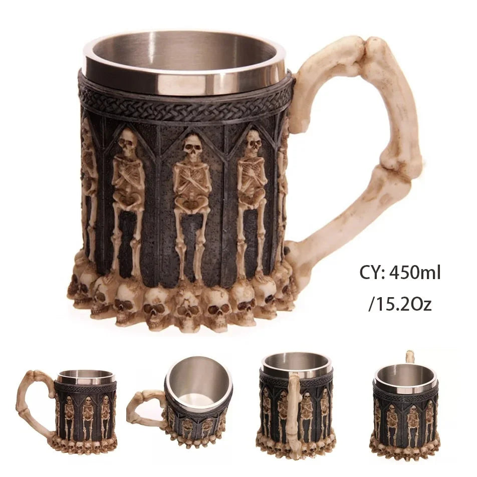 Mittelalterlicher Drachenharz-Edelstahlbecher als Kaffeebecher oder Teebecher
