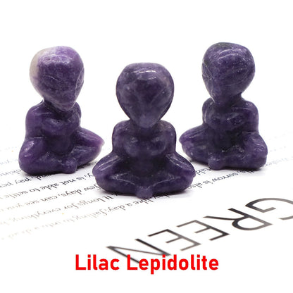 1.6" Yoga Alien Statue Natürlicher Reiki Stein Kristall geschnitzt Abstrakte Kunst Handwerk Heilen Meditation Zuhause Schlafzimmer Dekoration Geschenk