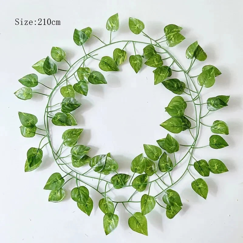 Frendorf | 2,1 m Kunstpflanzen-Efeublatt-Girlande – Lebensechte grüne Ranke für Zuhause, Garten und Hochzeitsdekoration – Seidenhängende Ranke für DIY-Projekte und Partydekoration