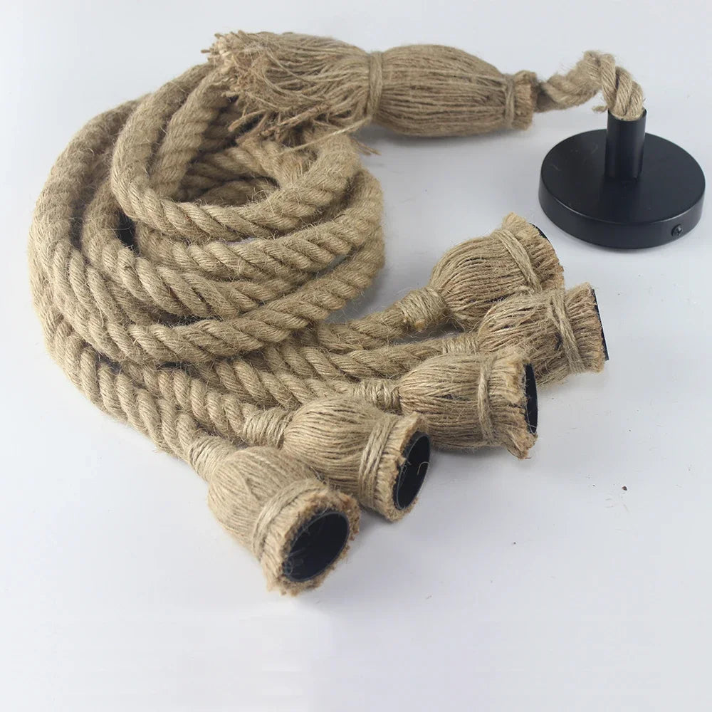 Vintage Hanfseil Pendelleuchte